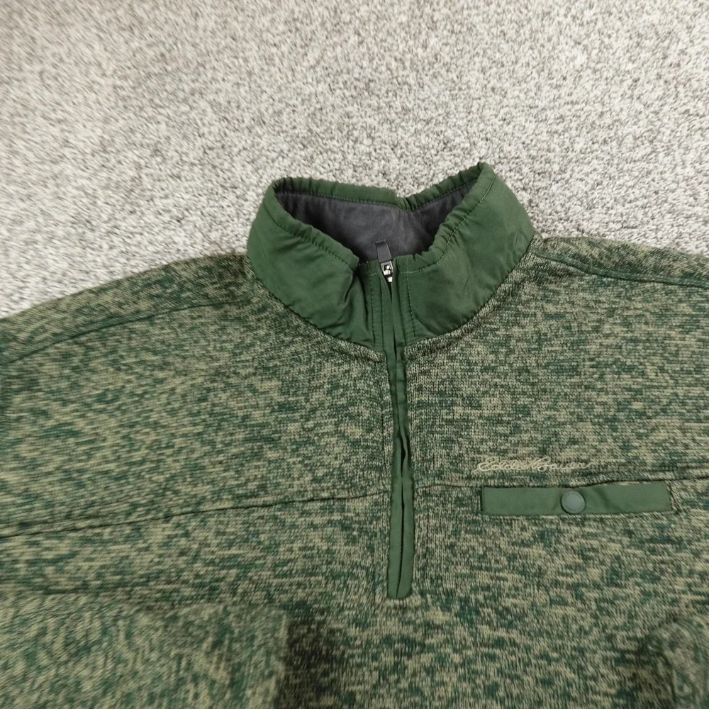 Eddie Bauer Sweater Mens 2XL Green Fleece‎ 1/4 Zip Mock Neck Pullover Outdoor